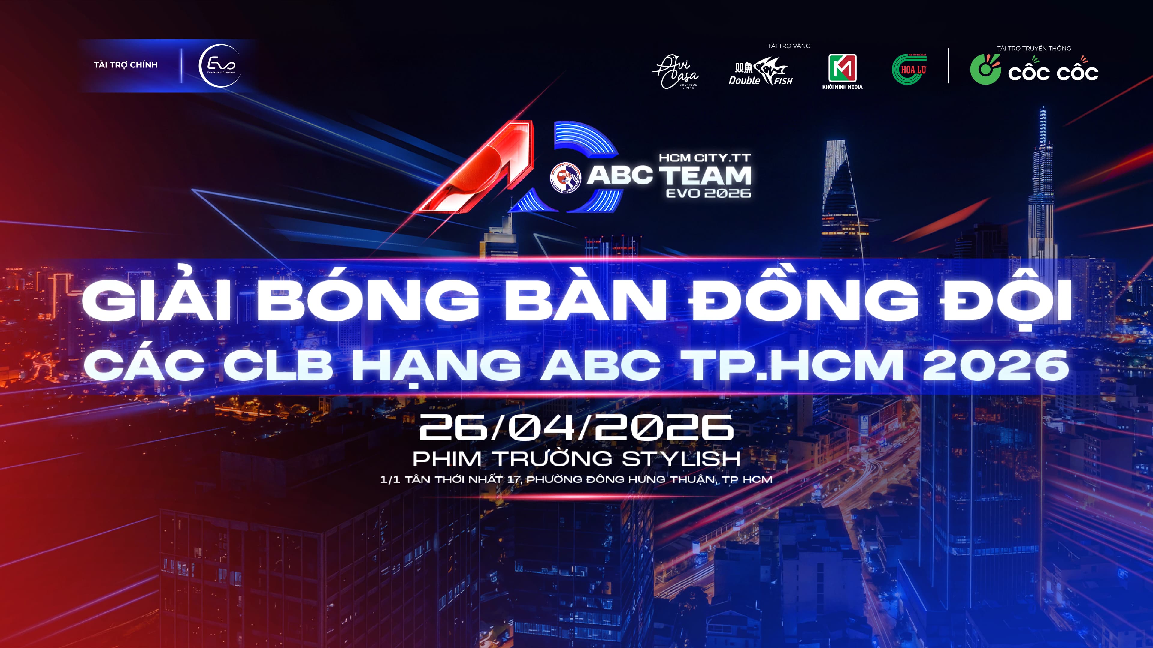CHÍNH THỨC KHỞI TRANH GIẢI BÓNG BÀN ĐỒNG ĐỘI CÁC CÂU LẠC BỘ HẠNG ABC TP. HỒ CHÍ MINH NĂM 2026